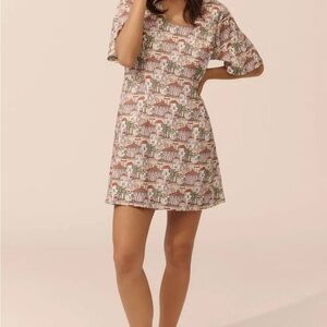 NWT Anthropologie Porridge Short-Sleeve Crew Neck Linen Dress Size XS